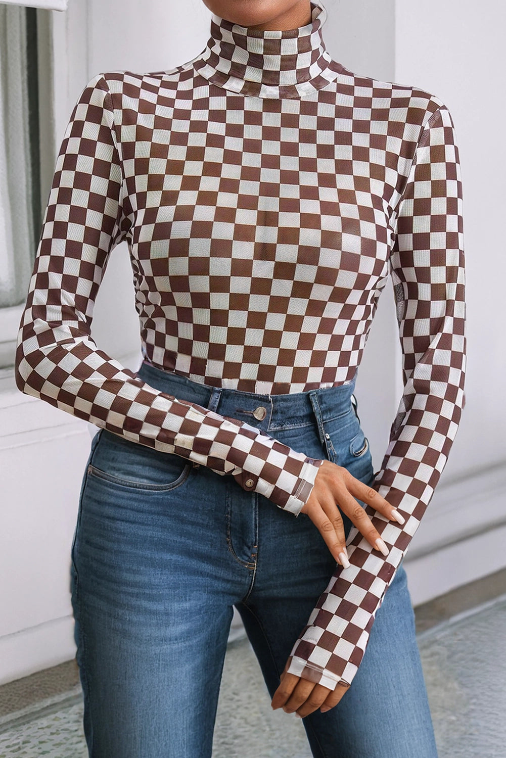 Brown Checkered Longsleeve Undershirt