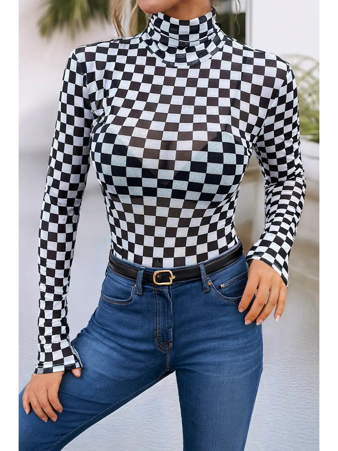 Black Checkered Longsleeve Undershirt