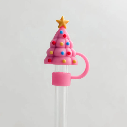 Pink Christmas Tree Straw Topper