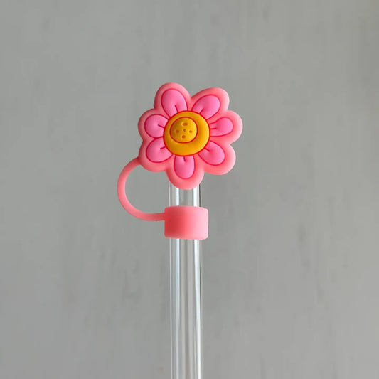 Pink Flower straw topper