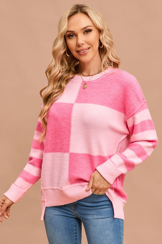 Pink Checkered Long Sleeve