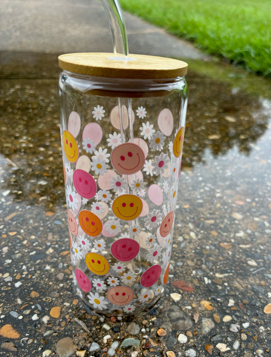 Smiley Face Glass Cup